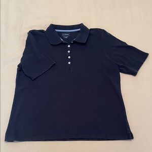 L.L. Bean Women’s Gently Faded Dark Blue 90s Style Polo Shirt SzL Normcore